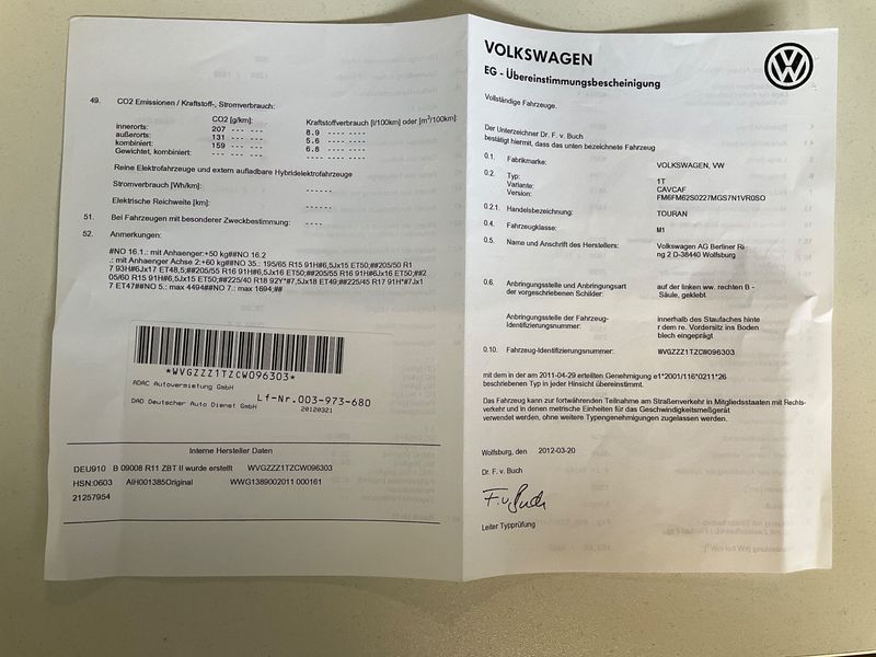 Volkswagen Touran 1.4 TSI Comfortline 2012 – снимка 6