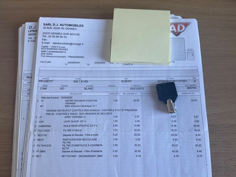 Peugeot 308 1.6 HDi Affaire Pack CD Clim 2011 – снимка на щета