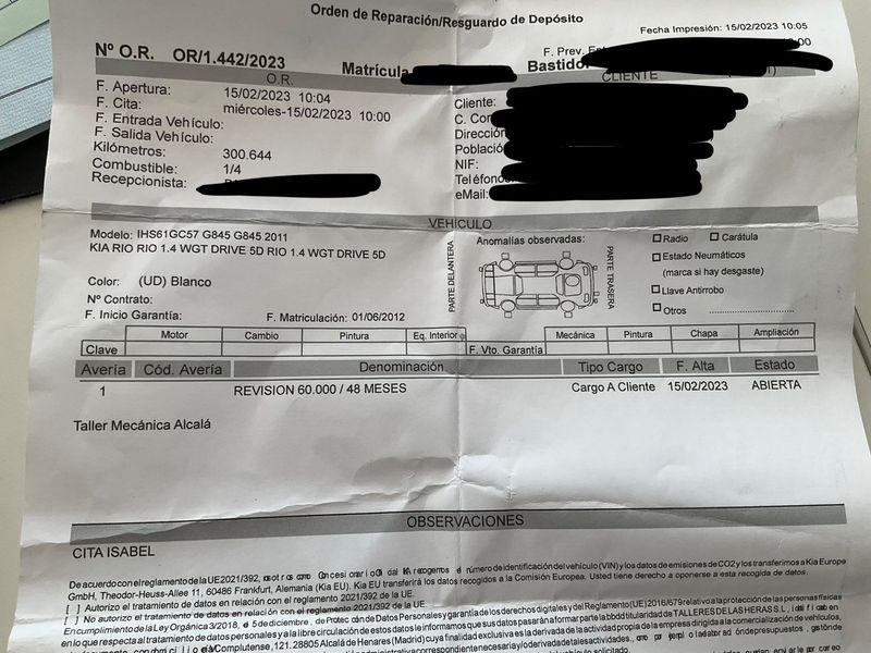 Kia Rio 1.4 CRDi Drive 2012 – снимка на щета