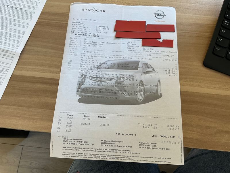 Opel Zafira Tourer 2.0 CDTI Cosmo 2012 – снимка на щета