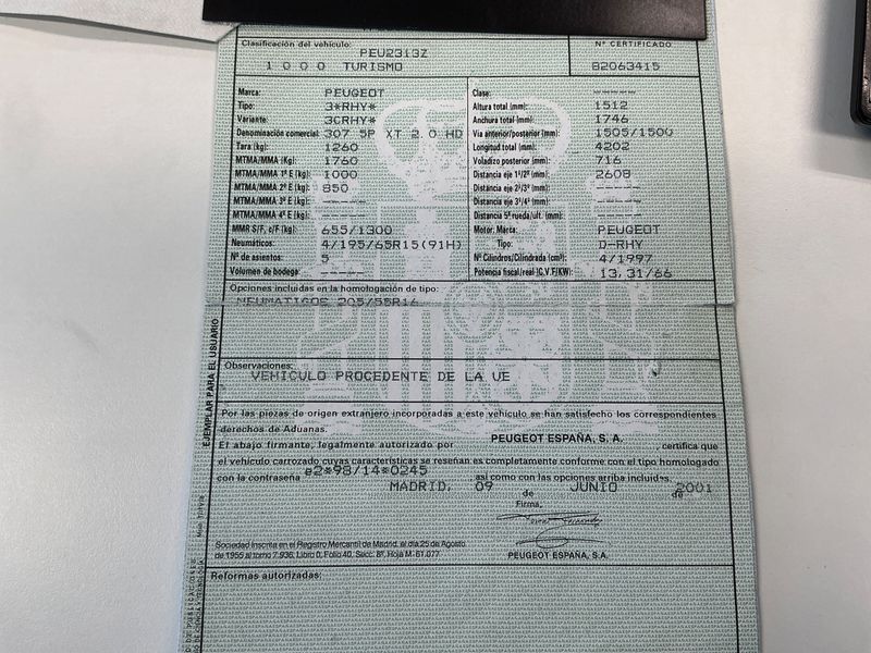 Peugeot 307 2.0 HDi Premium 2001 – снимка 6