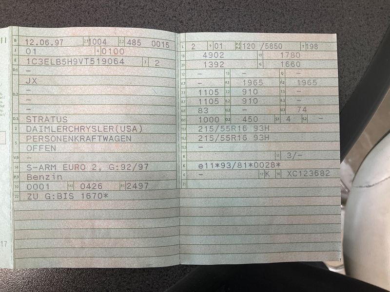 Chrysler Stratus 2.5 V6 LX 1997 – снимка 5
