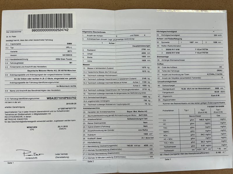 BMW 2er 220d Gran Tourer Sport Line 2015 – снимка 22