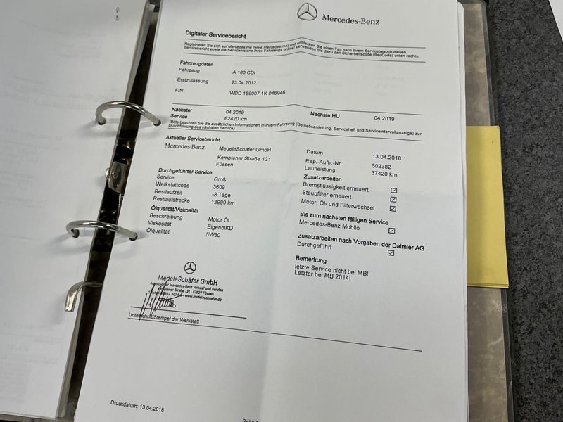 Mercedes-Benz A-Klasse A 180 CDI Avantgarde 2012 – снимка на щета
