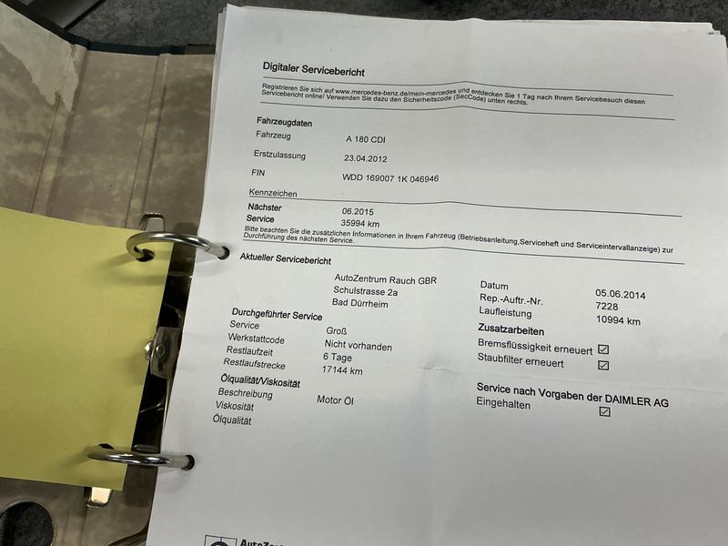 Mercedes-Benz A-Klasse A 180 CDI Avantgarde 2012 – снимка на щета