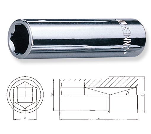 JONNESWAY S04HD2107 ВЛОЖКА ДЪЛБОКА ШЕСТОСТЕННА 7mm НА 1/4