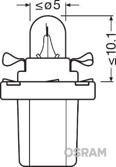 OSRAM 2722MF КРУШКА С ПЛАСТМАСОВ ЦОКЪЛ (2W 12V B8,5d 5xFS10)