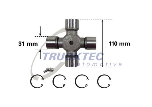 TRUCKTEC AUTOMOTIVE 01.34.038 КАРЕ КРЪСТАЧКА (31.00x110.00 mm)