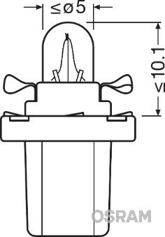 OSRAM 2721MF КРУШКА С ПЛАСТМАСОВ ЦОКЪЛ (1.2W 12V B8,5d 5xFS10)