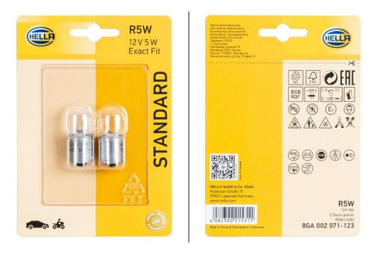 HELLA 8GA 002 071-123 БЛИСТЕР 2бр КРУШКИ R5W (BA15s)